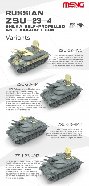 Meng Model 1/35 Russian ZSU-23-4 Shilka Self-Propelled Anti-Aircraft Gun # MNGTS-023