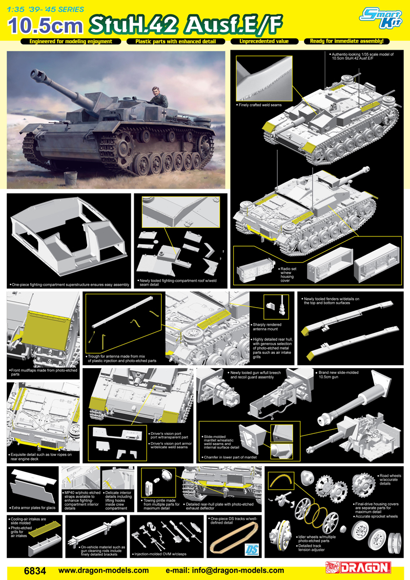 Dragon 1/35 10.5 cm StuH.42 Ausf.E/F # 6834 - Model Kit