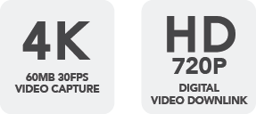 Max Resolution: UHD 4K @ 30FPS, Full HD 1080p @ upto 120FPS