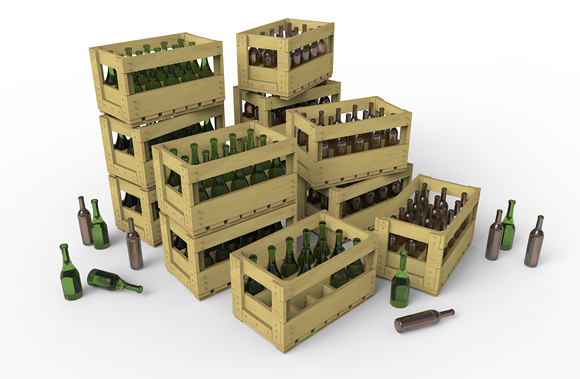 Miniart 1/35 Wine, Beer, Milk Bottles & Wooden Boxes # 35571