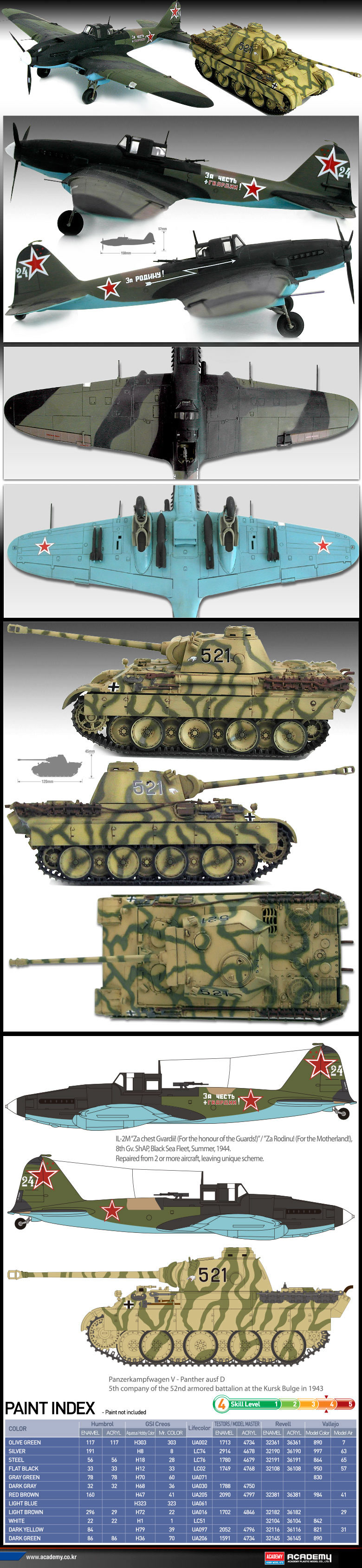 Academy 1/72 IL-2m & Panther D Limited Edition # 12538