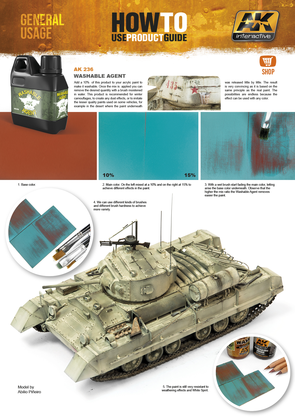 AK Interactive 100ml Washable Agent (Converts any acrylic paint) # 236 AK Interactive 100ml Washable Agent (Converts any acrylic paint) # 236