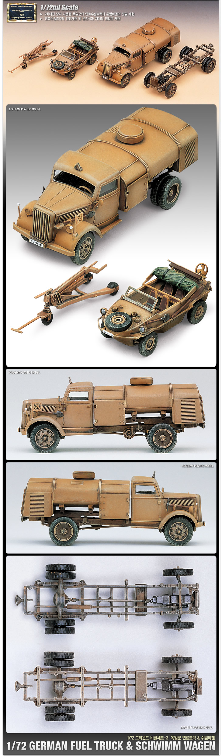 Academy 1/72 WWII German Fuel Truck and Schwimwagen # 13401