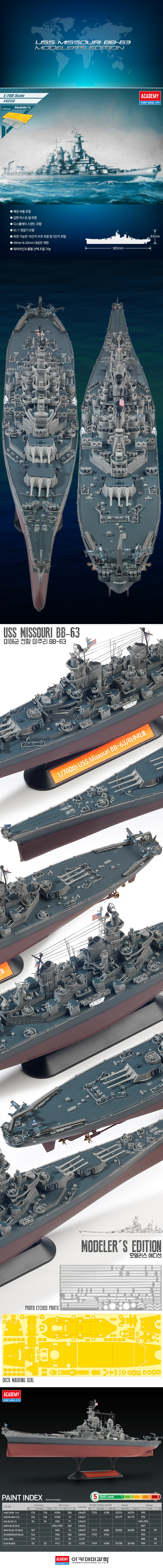 Academy 1/700 USS Missouri BB-63 Modelers Edition # 14223