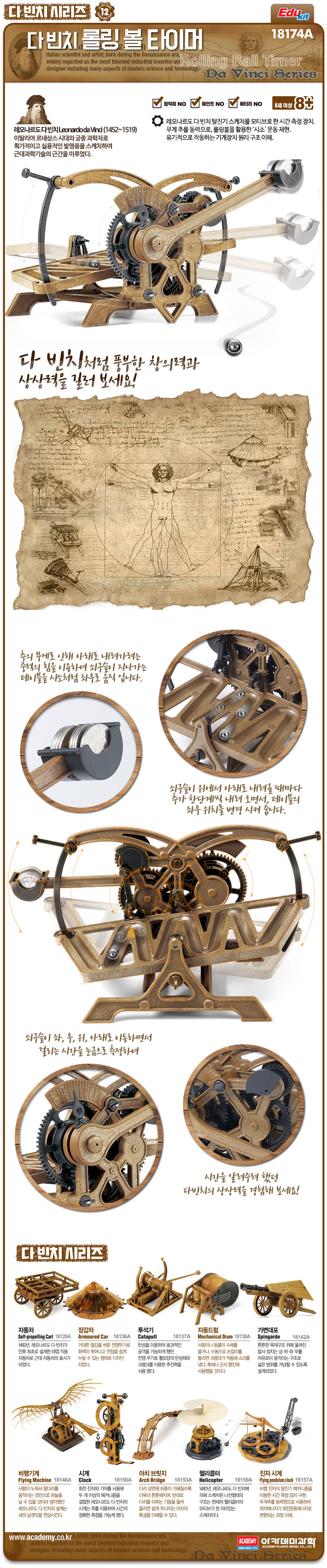 Academy Da Vinci Rolling Ball Timer 100% New Tooling! # 18174