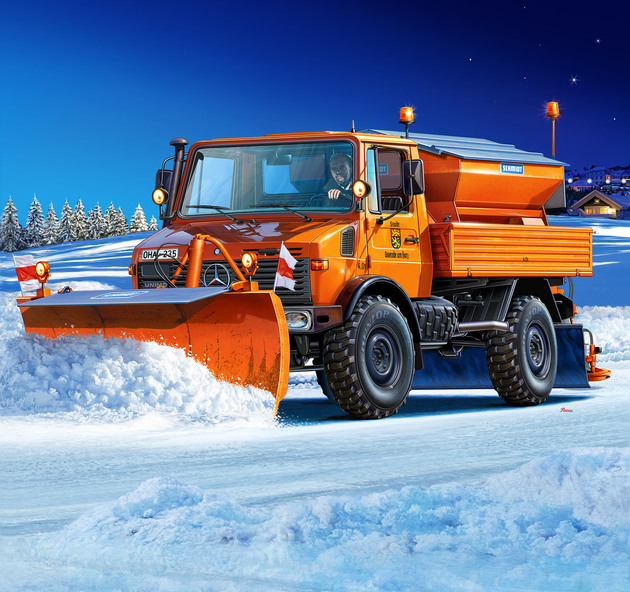 Revell 1/24 Unimog U1300L "Winter Service" snow plough # 07438