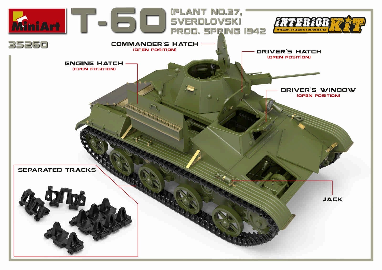 Miniart 1/35 T-60 (Plant 37 Sverdlovsk) Prod 1942 (Int Kit) # 35260