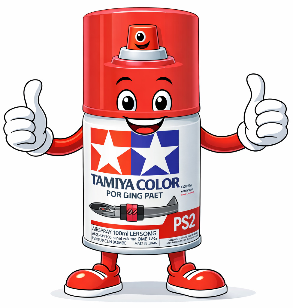 Cartoon Tamiya Color PS spray paint can character