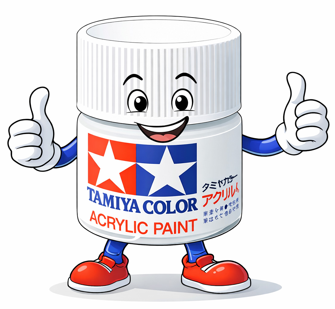 Cartoon Tamiya Color acrylic paint jar character